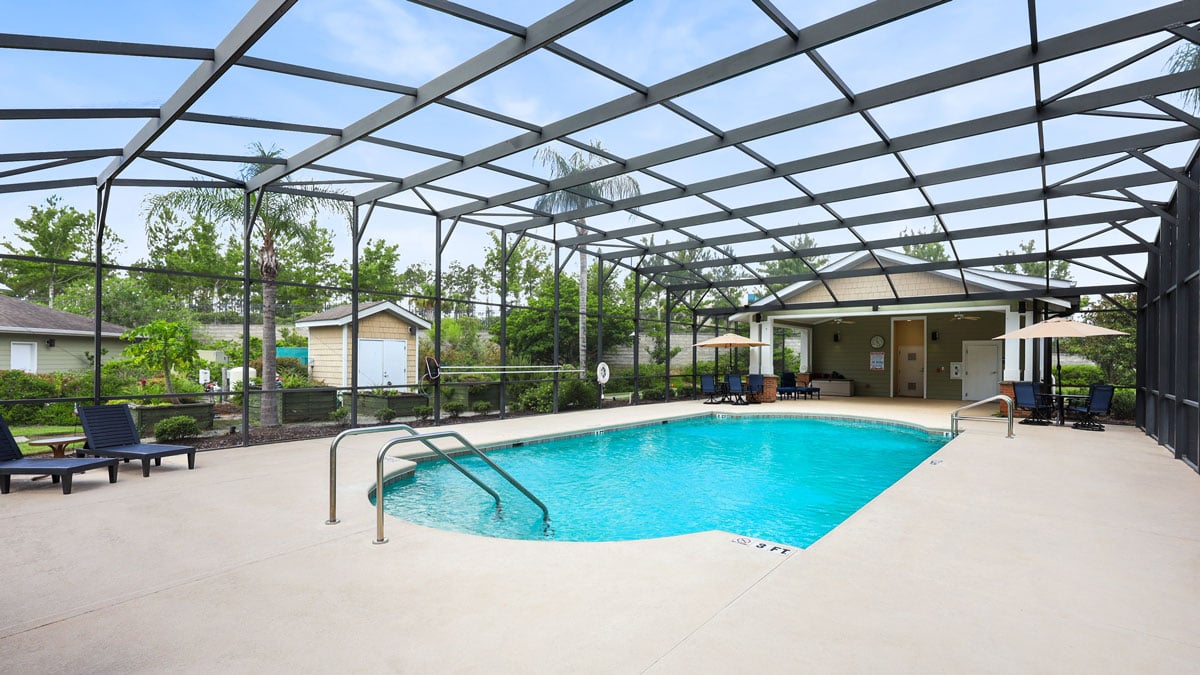 The pool area at Orchard Heights