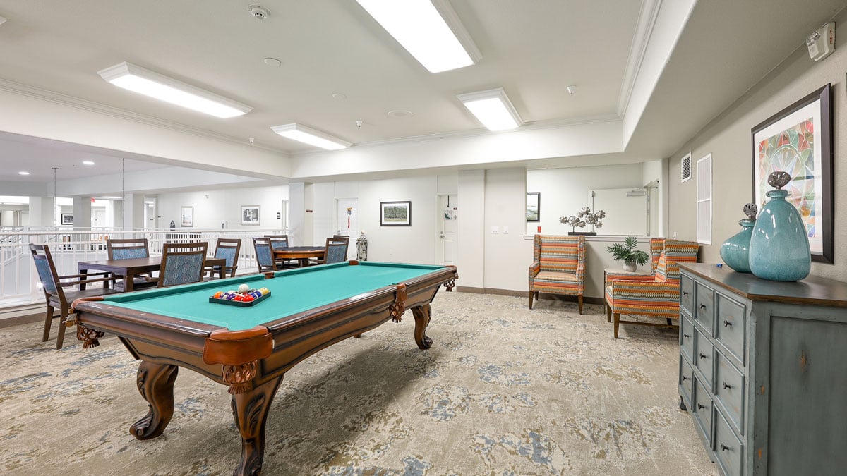 The game room at Orchard Heights
