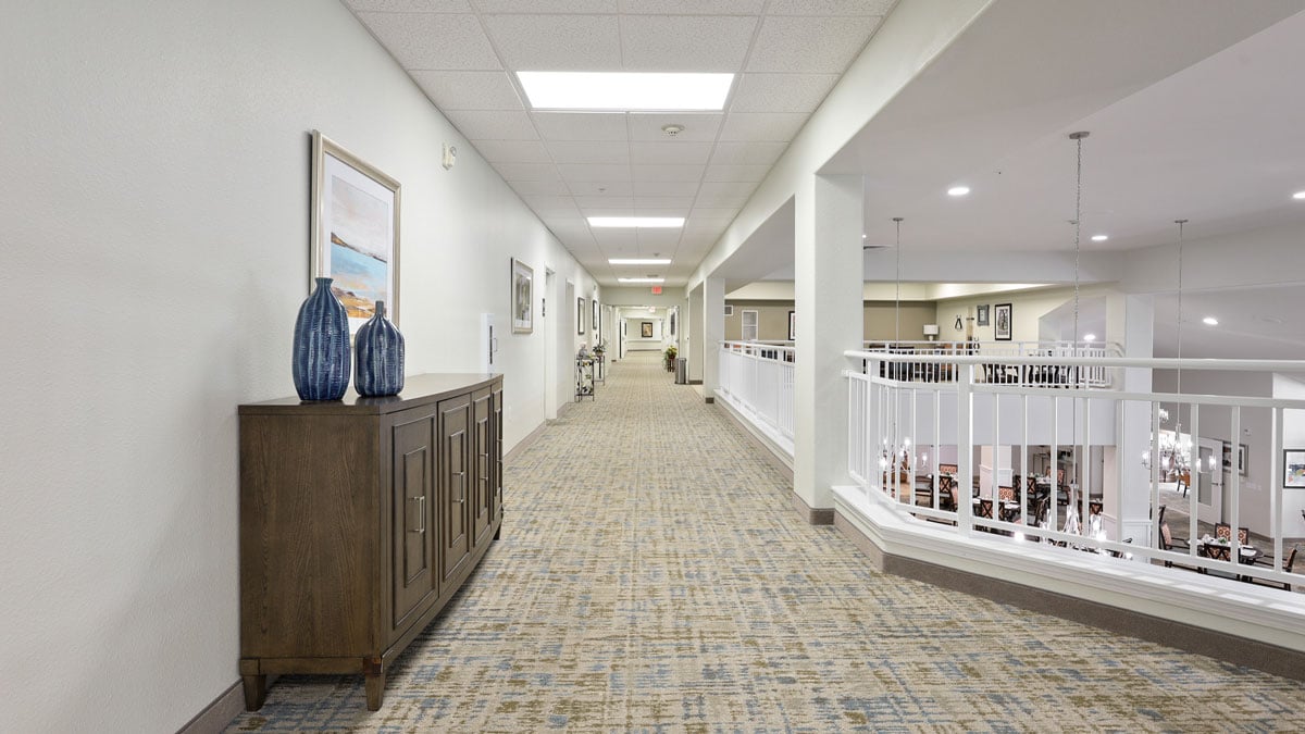 Residents in a hallway at Orchard Heights