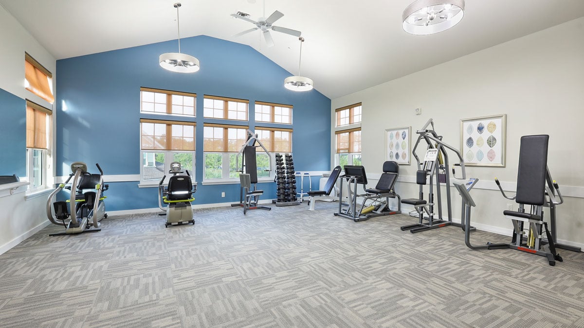 The fitness center at Orchard Heights